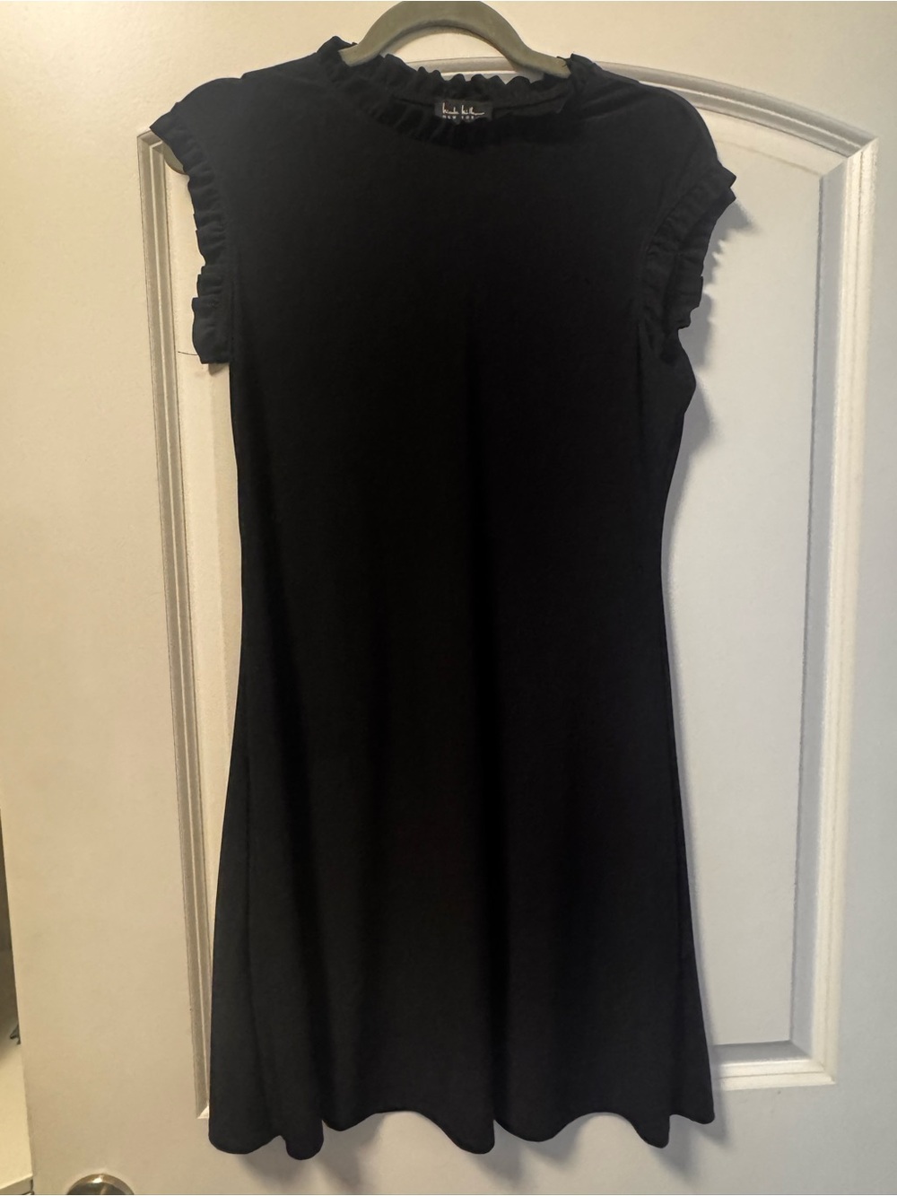 Nicole Miller Black Midi Dress with Ruffle Sleeves